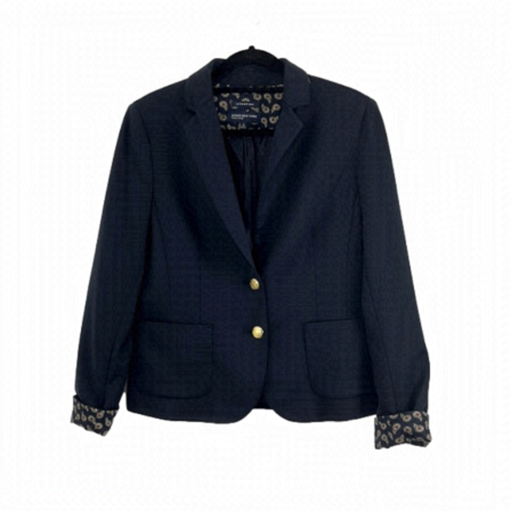 Jones New York Navy Schoolboy-Style Short Structured Blazer